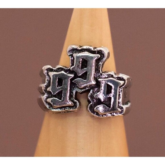 Vintage Triple 9 Statement Ring Size 7 - U1 - Picture 1 of 3